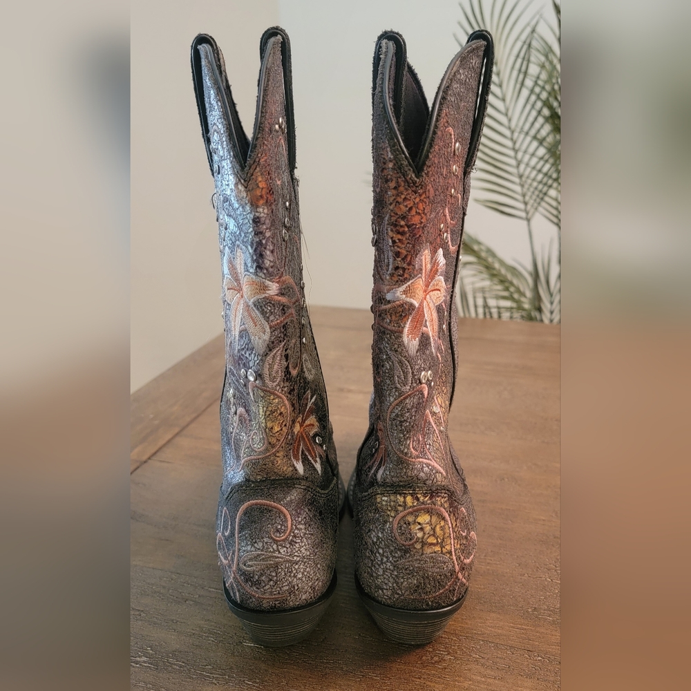 Durango "Crush" Rinestone Floral Embroidered Western Cowboy Boots Size 8.5 - Picture 3 of 6